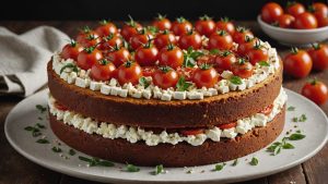 découvrez une recette de gâteau salé aux tomates, chorizo et feta, à la fois saine et savoureuse, parfaite pour une touche de gourmandise méditerranéenne.